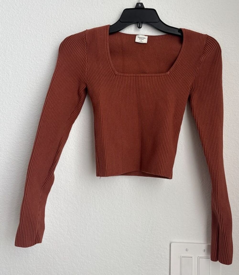 Abercrombie & Fitch Womens Ribbed Square Neck Long Sleeve Size XS